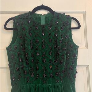 Vintage Hand-beaded Dress in Emerald Velvet